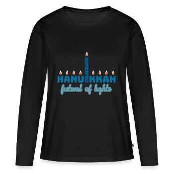 Hanoukka, Hanoukka, fête des lumières, cadeau, chemise - T-shirt manches longues Premium bio Femme - noir - Devant - Julia (174cm)