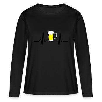 Beer and Heartbeat - Women's Premium Organic Long Sleeve Shirt - black - Front - Julia (174cm)