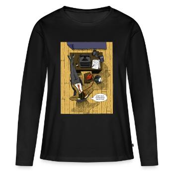 L'homme occupé - T-shirt manches longues Premium bio Femme - noir - Devant - Julia (174cm)