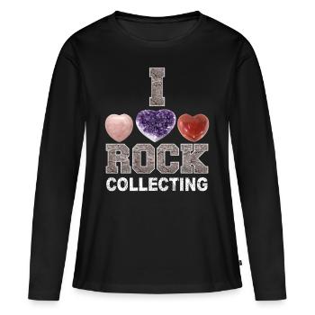Pour les collectionneurs de pierres, roches et minéraux - T-shirt manches longues Premium bio Femme - noir - Devant - Julia (174cm)