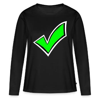 Coche crochets en noir vu - T-shirt manches longues Premium bio Femme - noir - Devant - Julia (174cm)