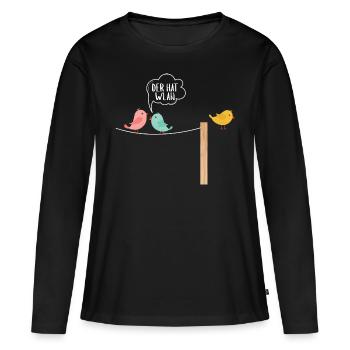 Vogel der hat WLAN- WIFI Vogelliehaber Internet - Frauen Premium Bio Langarmshirt - Schwarz - Vorne - Julia (174cm)