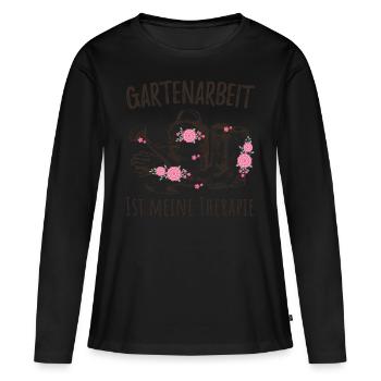 Gartenarbeit ist meine Therapie | Gärtnern Garten - Frauen Premium Bio Langarmshirt - Schwarz - Vorne - Julia (174cm)