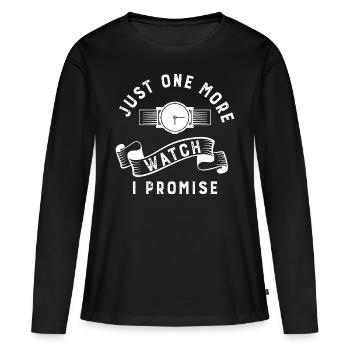 Une montre de plus - T-shirt manches longues Premium bio Femme - noir - Devant - Julia (174cm)