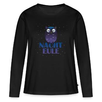 Nachteule - Frauen Premium Bio Langarmshirt - Schwarz - Vorne - Julia (174cm)