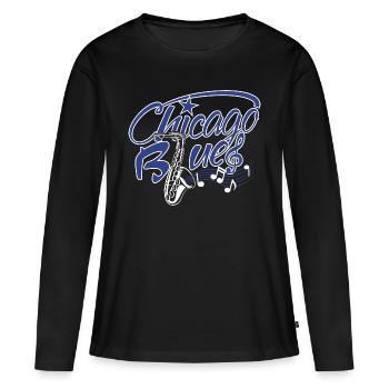 Chicago - T-shirt manches longues Premium bio Femme - noir - Devant - Julia (174cm)