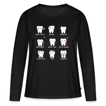 Dent - T-shirt manches longues Premium bio Femme - noir - Devant - Julia (174cm)