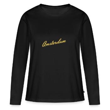 Amsterdam - T-shirt manches longues Premium bio Femme - noir - Devant - Julia (174cm)