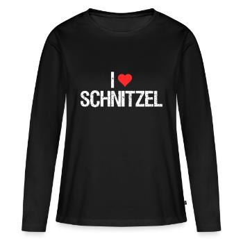 Ich liebe Schnitzel - Frauen Premium Bio Langarmshirt - Schwarz - Vorne - Julia (174cm)