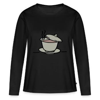 thé tea breakfast fruehstueck café coffee109 - T-shirt manches longues Premium bio Femme - noir - Devant - Julia (174cm)