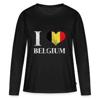 drapeau belge drapeau belge cadeau belge - T-shirt manches longues Premium bio Femme - noir - Devant - Julia (174cm)