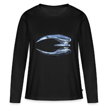Battlestar Gallactica: Cylon Raider [Vue de dessus] - T-shirt manches longues Premium bio Femme - noir - Devant - Julia (174cm)
