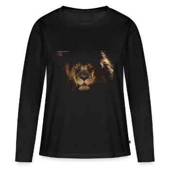 Löwe tief schwarze Teile, for darkblack Textiles - Frauen Premium Bio Langarmshirt - Schwarz - Vorne - Julia (174cm)