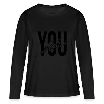 Merci Merci Merci cadeau - T-shirt manches longues Premium bio Femme - noir - Devant - Julia (174cm)
