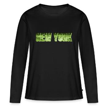 New York NYC Neon - T-shirt manches longues Premium bio Femme - noir - Devant - Julia (174cm)