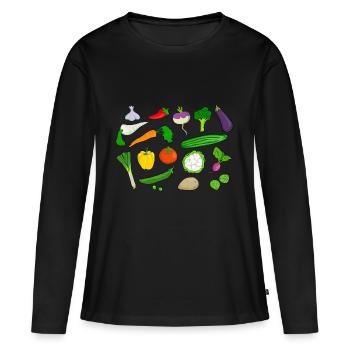 vegetables - Women's Premium Organic Long Sleeve Shirt - black - Front - Julia (174cm)