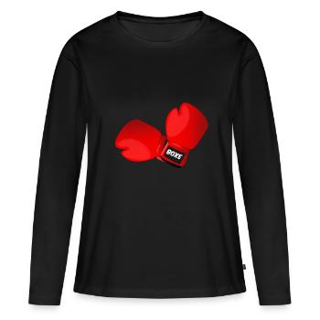 Gants de boxe - T-shirt manches longues Premium bio Femme - noir - Devant - Julia (174cm)