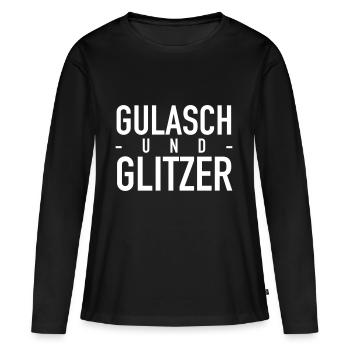 Gulasch & Glitzer - Frauen Premium Bio Langarmshirt - Schwarz - Vorne - Julia (174cm)