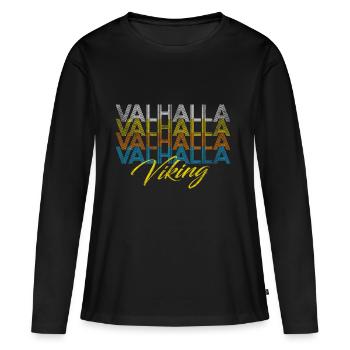 Valhalla Walhalla Viking Wikinger - Frauen Premium Bio Langarmshirt - Schwarz - Vorne - Julia (174cm)