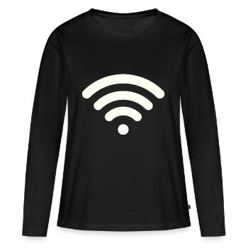 Wifi blanc - T-shirt manches longues Premium bio Femme - noir - Devant - Julia (174cm)