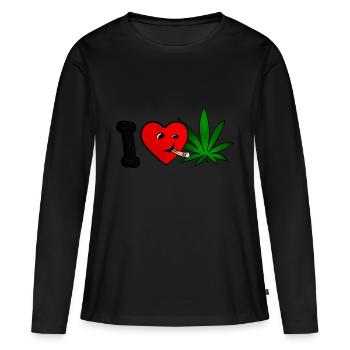 J’aime fumer de l’herbe - T-shirt manches longues Premium bio Femme - noir - Devant - Julia (174cm)