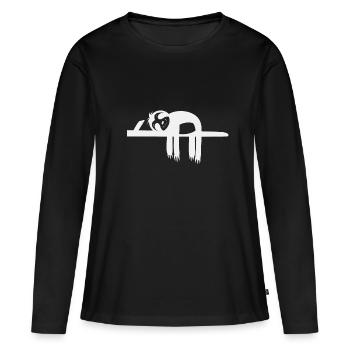 Paresseux Se détendre Relaxant - T-shirt manches longues Premium bio Femme - noir - Devant - Julia (174cm)