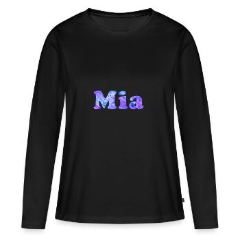 Nom: Mia - T-shirt manches longues Premium bio Femme - noir - Devant - Julia (174cm)