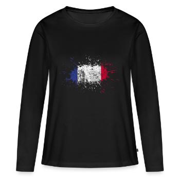 France drapeau cadeau drapeau français - T-shirt manches longues Premium bio Femme - noir - Devant - Julia (174cm)