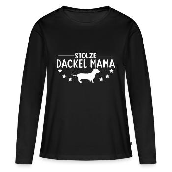 Fier teckel Maman Mix - T-shirt manches longues Premium bio Femme - noir - Devant - Julia (174cm)