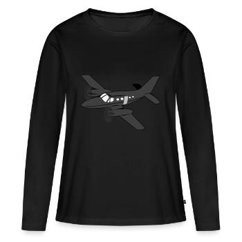 airplane aeroplane flugzeig heissluftballon air ba - Frauen Premium Bio Langarmshirt - Schwarz - Vorne - Julia (174cm)
