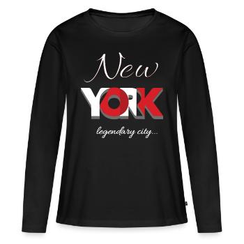New York - T-shirt manches longues Premium bio Femme - noir - Devant - Julia (174cm)