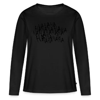 Haha un design fou - T-shirt manches longues Premium bio Femme - noir - Devant - Julia (174cm)