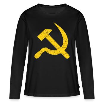 Cadeau de marteau et faucille URSS Russie Poutine - T-shirt manches longues Premium bio Femme - noir - Devant - Julia (174cm)