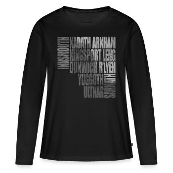Lieux lovecraftiens - T-shirt manches longues Premium bio Femme - noir - Devant - Julia (174cm)