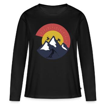 Ski Skiurlaub Berg - Frauen Premium Bio Langarmshirt - Schwarz - Vorne - Julia (174cm)