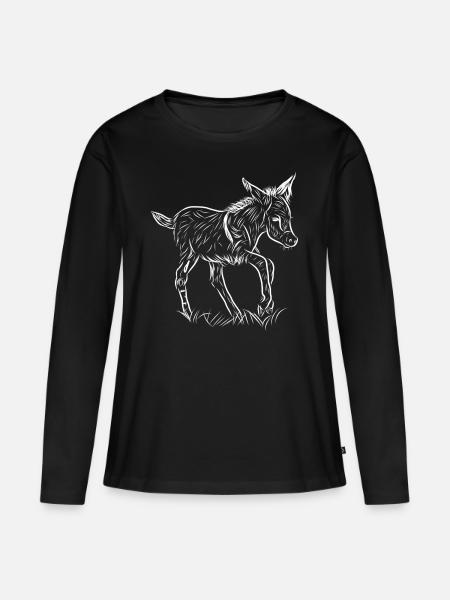 Esel - Frauen Premium Bio Langarmshirt - Schwarz