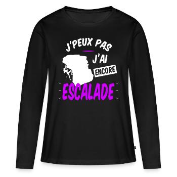 J'peux pas j'ai encore escalade - passion et sport - T-shirt manches longues Premium bio Femme - noir - Devant - Julia (174cm)
