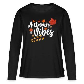 Automne Vibes - T-shirt manches longues Premium bio Femme - noir - Devant - Julia (174cm)