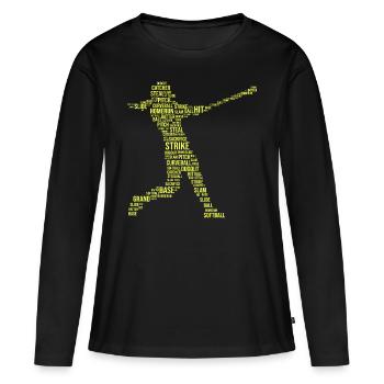 Softball proverbe pour un catcheur de softball - T-shirt manches longues Premium bio Femme - noir - Devant - Julia (174cm)