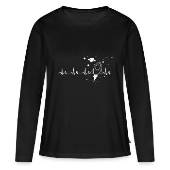 T-shirt de l'espace de battement de coeur - T-shirt manches longues Premium bio Femme - noir - Devant - Julia (174cm)