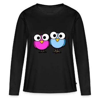 Oiseaux Glubschaugen Cartoon doux - T-shirt manches longues Premium bio Femme - noir - Devant - Julia (174cm)