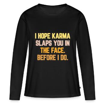 Karma - T-shirt manches longues Premium bio Femme - noir - Devant - Julia (174cm)