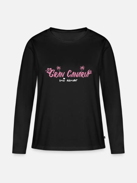 Gran Canaria - Frauen Premium Bio Langarmshirt - Schwarz