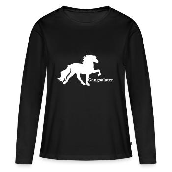 Gangsalater weiß - Frauen Premium Bio Langarmshirt - Schwarz - Vorne - Julia (174cm)