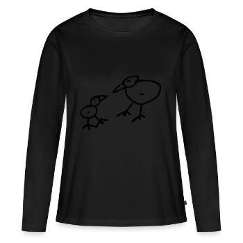 Vogel - Frauen Premium Bio Langarmshirt - Schwarz - Vorne - Julia (174cm)