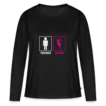 Votre mari - Mon mari grimpeurs cadeau de petite amie - T-shirt manches longues Premium bio Femme - noir - Devant - Julia (174cm)