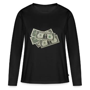 Dollar Scheine - Frauen Premium Bio Langarmshirt - Schwarz - Vorne - Julia (174cm)