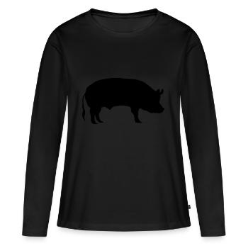 Schwein / Sau - Frauen Premium Bio Langarmshirt - Schwarz - Vorne - Julia (174cm)