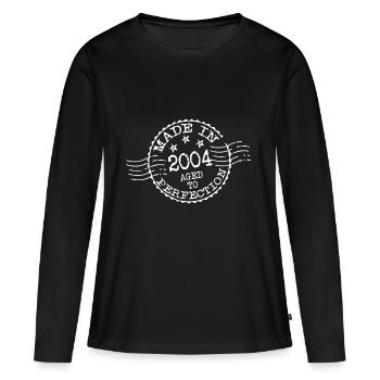 MADE IN 2004 AGED TO PERFECTION - Frauen Premium Bio Langarmshirt - Schwarz - Vorne - Julia (174cm)