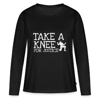 Prenez un genou Je suis avec le Cap-shirt pour la justice - T-shirt manches longues Premium bio Femme - noir - Devant - Julia (174cm)